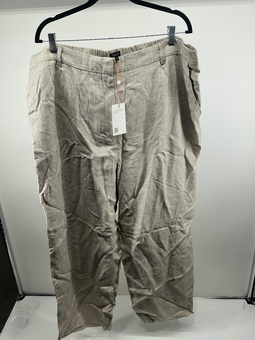 Plus Size 100% European Linen Pleated Trouser
